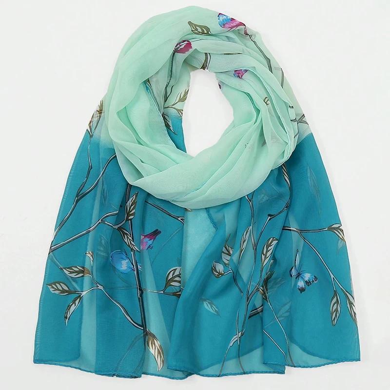 

Роскошный Женский Пляжный Шарф Цветочный Шелк Шали Дизайн Принт Повязка на Голову Женская Летняя Повязка Обертывания Солнцезащитный Хиджаб