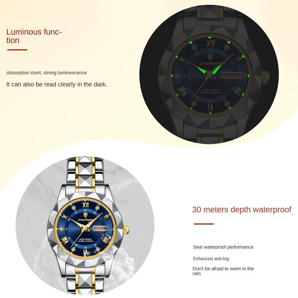 Luxury Brand New Women's Watch Waterproof Double Calendar Luminous Quartz Watch Diamond Ladies Business Clock
