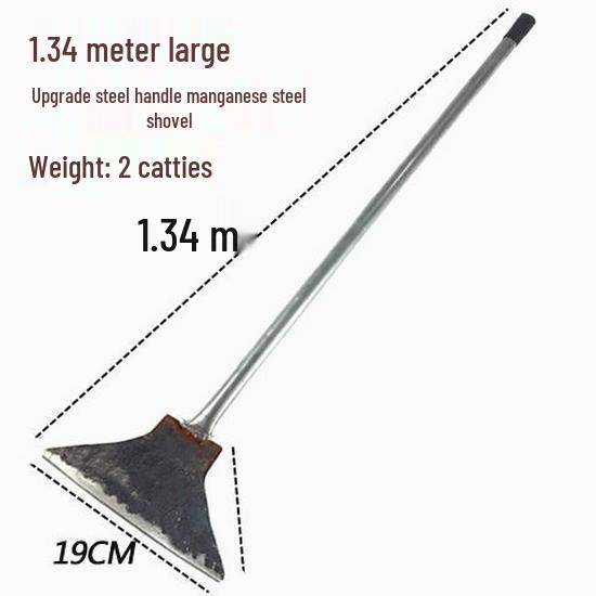 Kompakte Manganstahlschaufel: Schmale Klinge, Verlängerter Holzgriff, Scharfer Flachkopf – Ideal für Eis, Schnee, Zement und Wandreinigung.