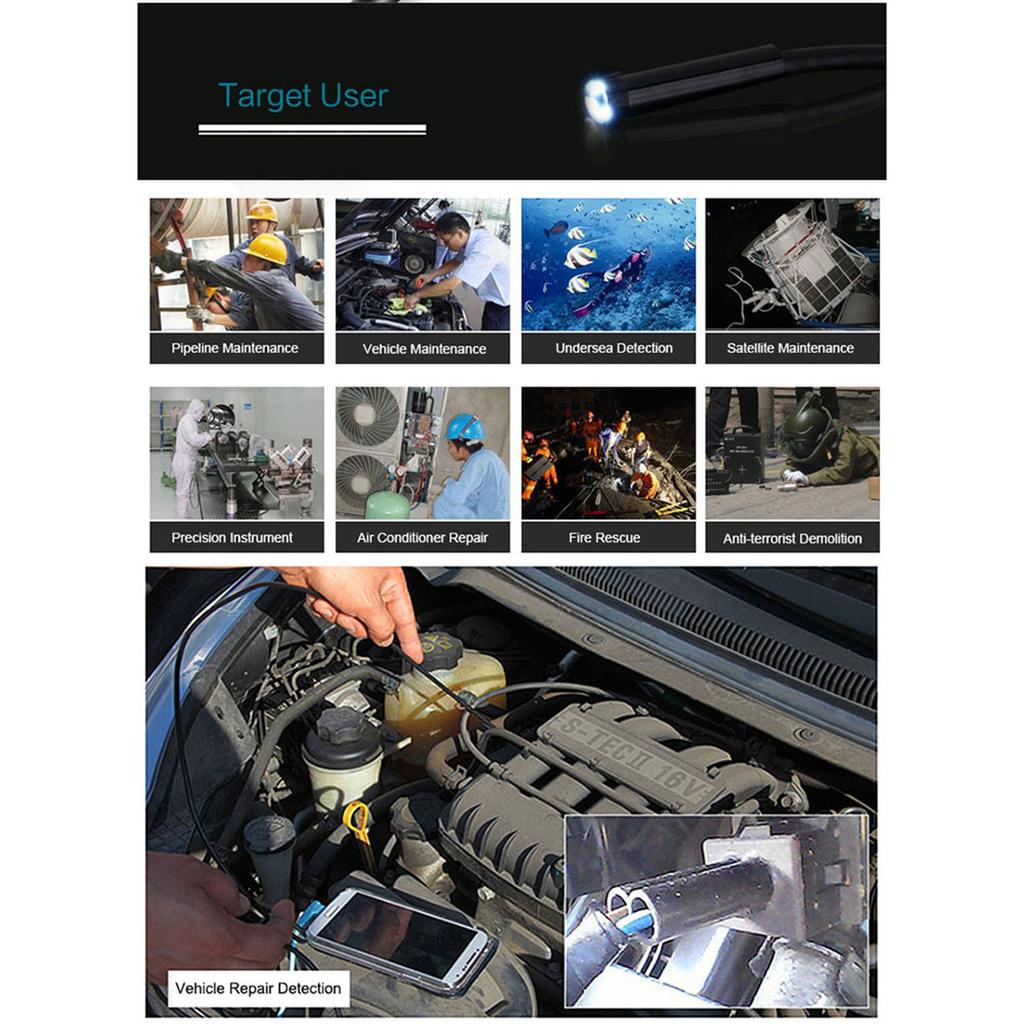 7mm Focus Camera Lens 1.5M Waterproof 6 LED Android Endoscope Mini USB Cable Endoscope