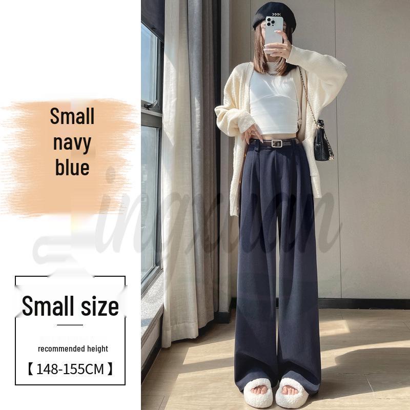 2026 Winter High Waist Velvet Woolen Wide-Leg Floor-Length Pants for Women L