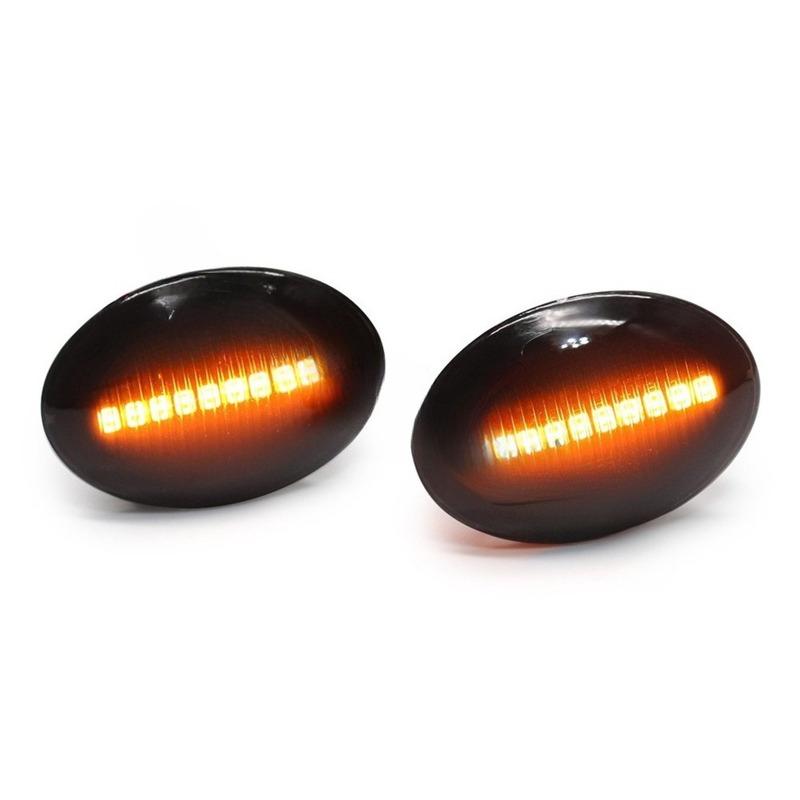 Car Fender Light Compatible with Fiat 500 500C 2011- Car Accessories Auto Parts Side Turn Signal LED Sequential Side Light blackened