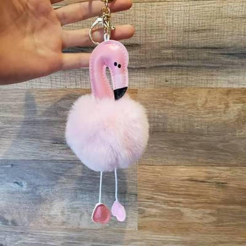 Flamingo Schlüsselanhänger süße Cartoon Nachahmung Rex Kaninchen Fell Ball Anhänger Tasche Zubehör