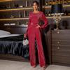 Elegant Backless Jumpsuit with High Waist and Long Sleeves