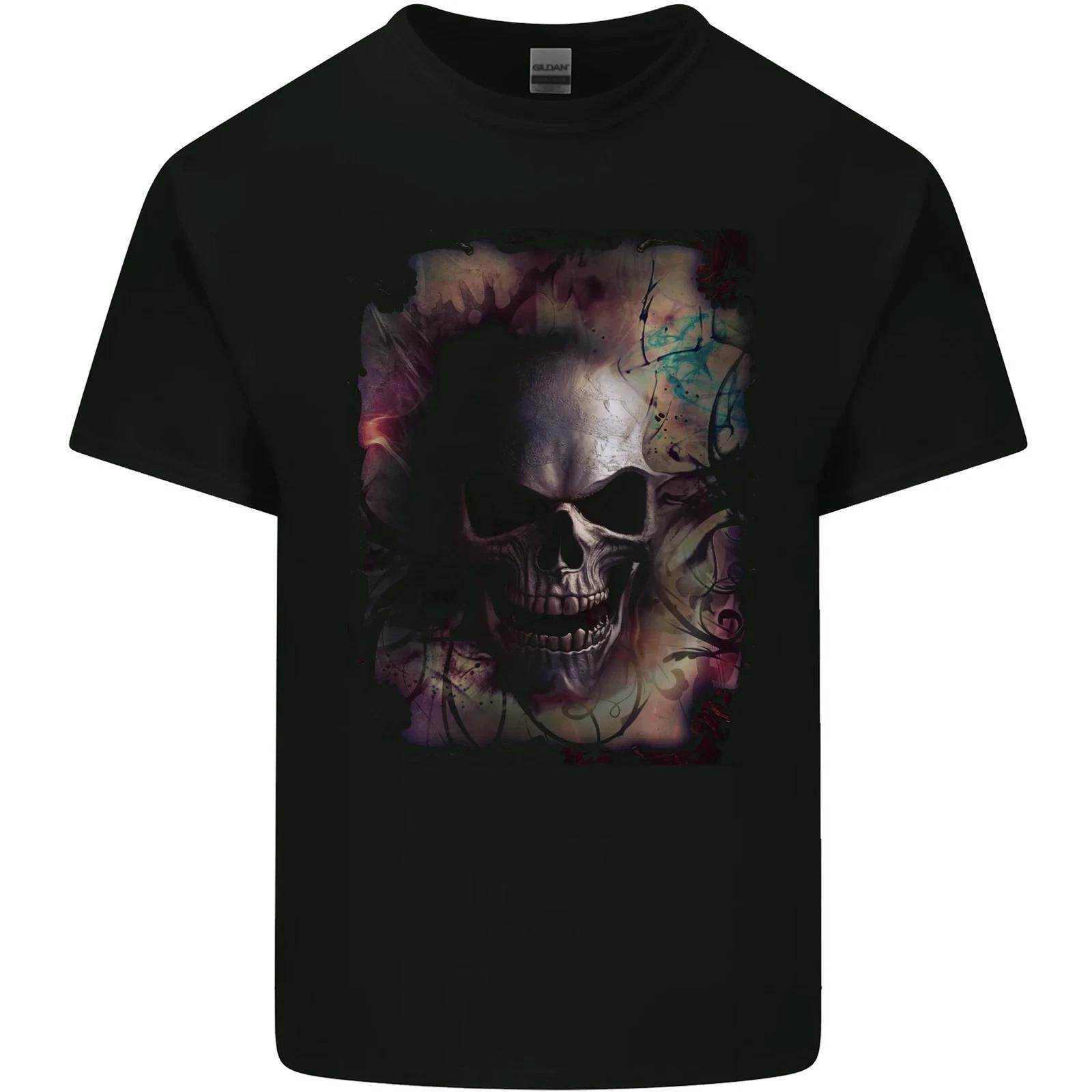 Artistic Skull Gothic Goth Kids T-Shirt Childrens XL