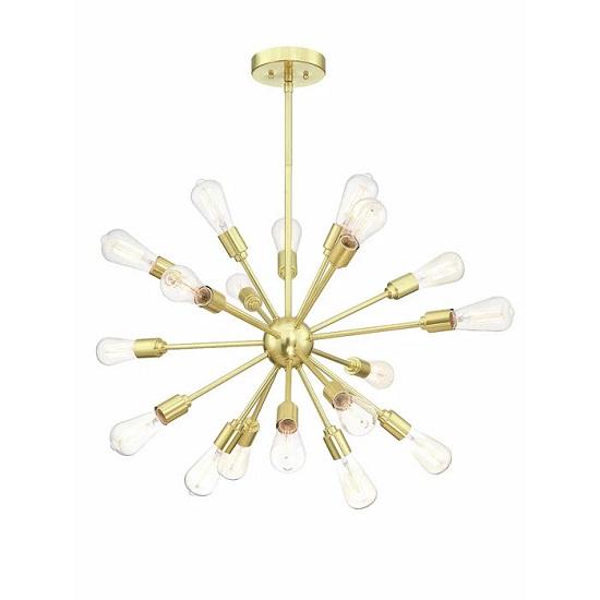 Brass Roof Mounted Chandeliers of 18 Light Dimmable Sputnik Sphere Chandelier