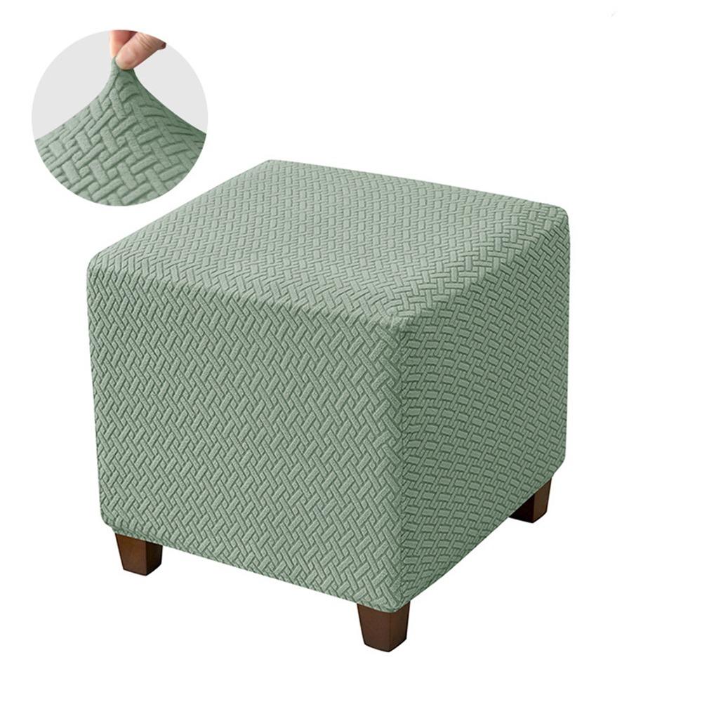New Solid Color Jacquard Ottoman Cover Elastic T-Shape Square Stool Cover Soft Velvet Footstool Case Home Decor