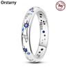 Orstarry S925 Silver Sparkling Starry Night Closed Ring For Women Finger Ring Personality Jewelry Party Trendy Gifts