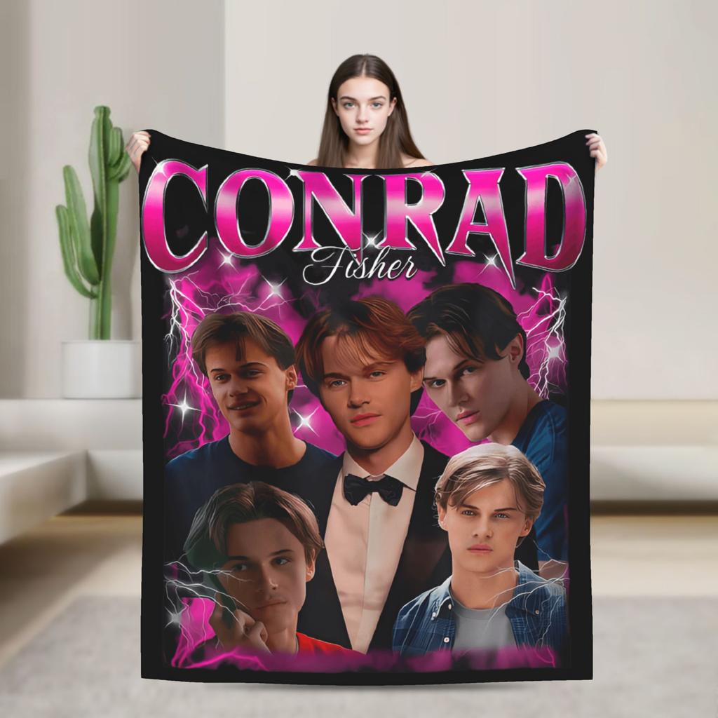 Team Conrad Fisher Flannel Blanket  Super Warm Throw Blanket for Couch Bed Travel Fluffy Bedspread Sofa Bed Cover