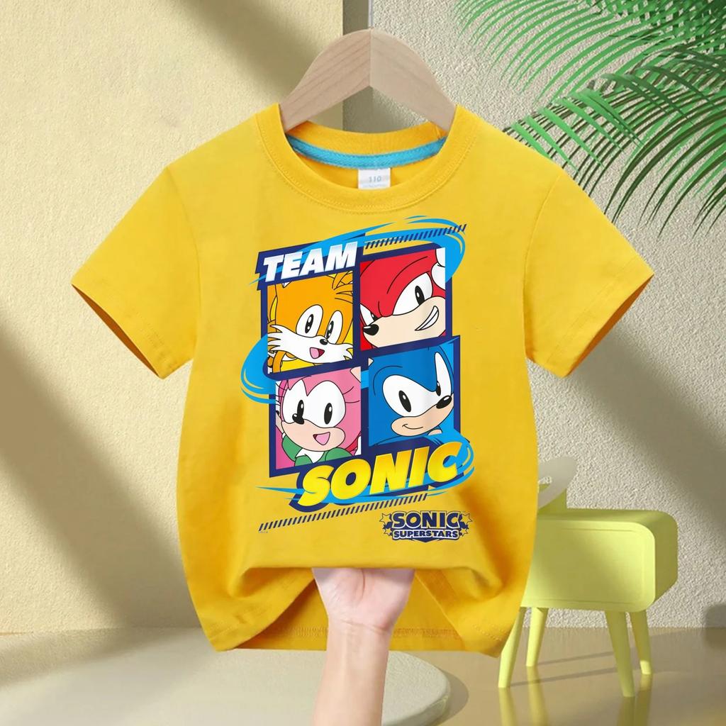 Sonic The Hedgehog Kids T-Shirt Anime Print Cotton Short Sleeve Boy Girl Summer Casual Top Gift
