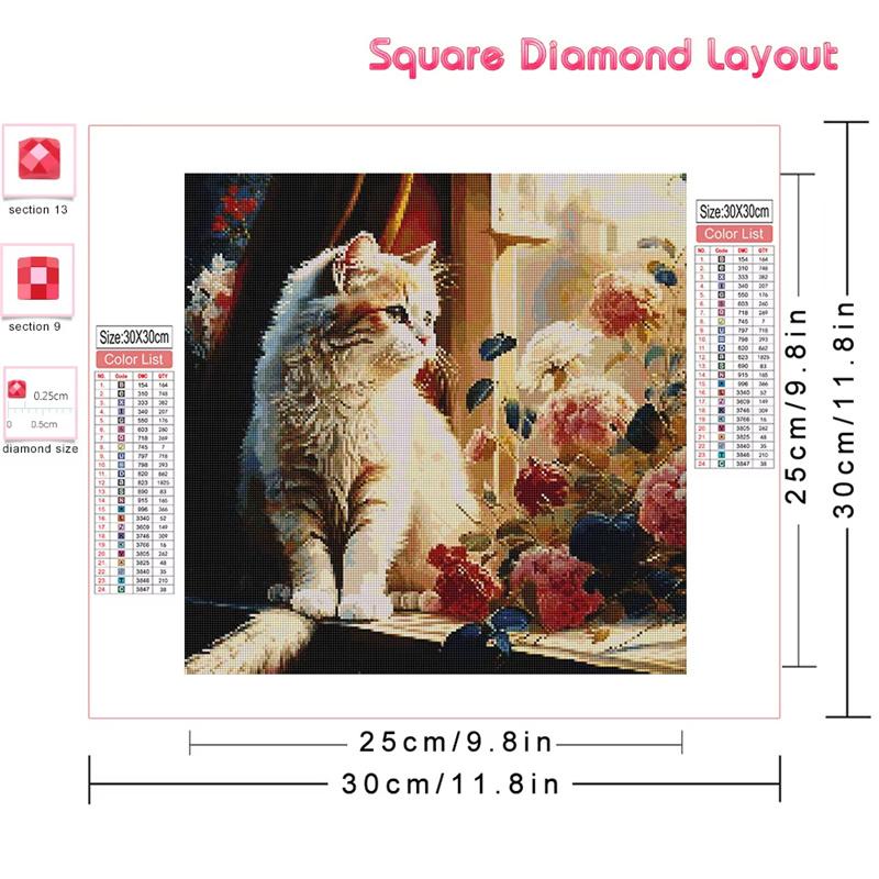 DIY Diamond Painting Cute Kitten Cross Stitch Kit Mosaic Art Diamond Painting Full Circle Diamond Home Decoration