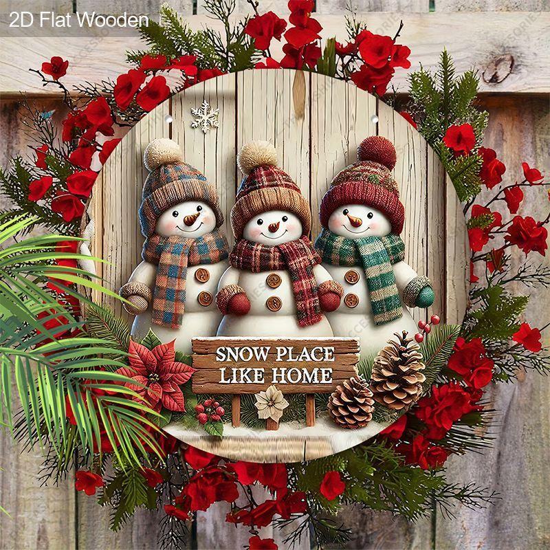 Holiday decoration pendant, decoration of home walls or doors, 2d flat wooden, Christmas decoration, gifts for friends and family