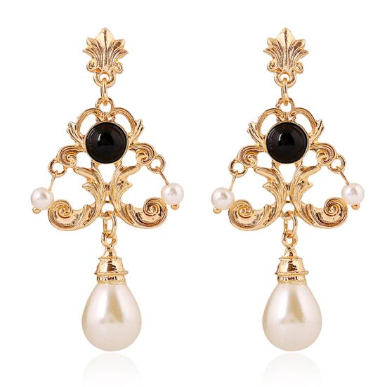 

Вечерние женские металлические дворцовые цветочные серьги-гвоздики из искусственного жемчуга в подарок чёрный