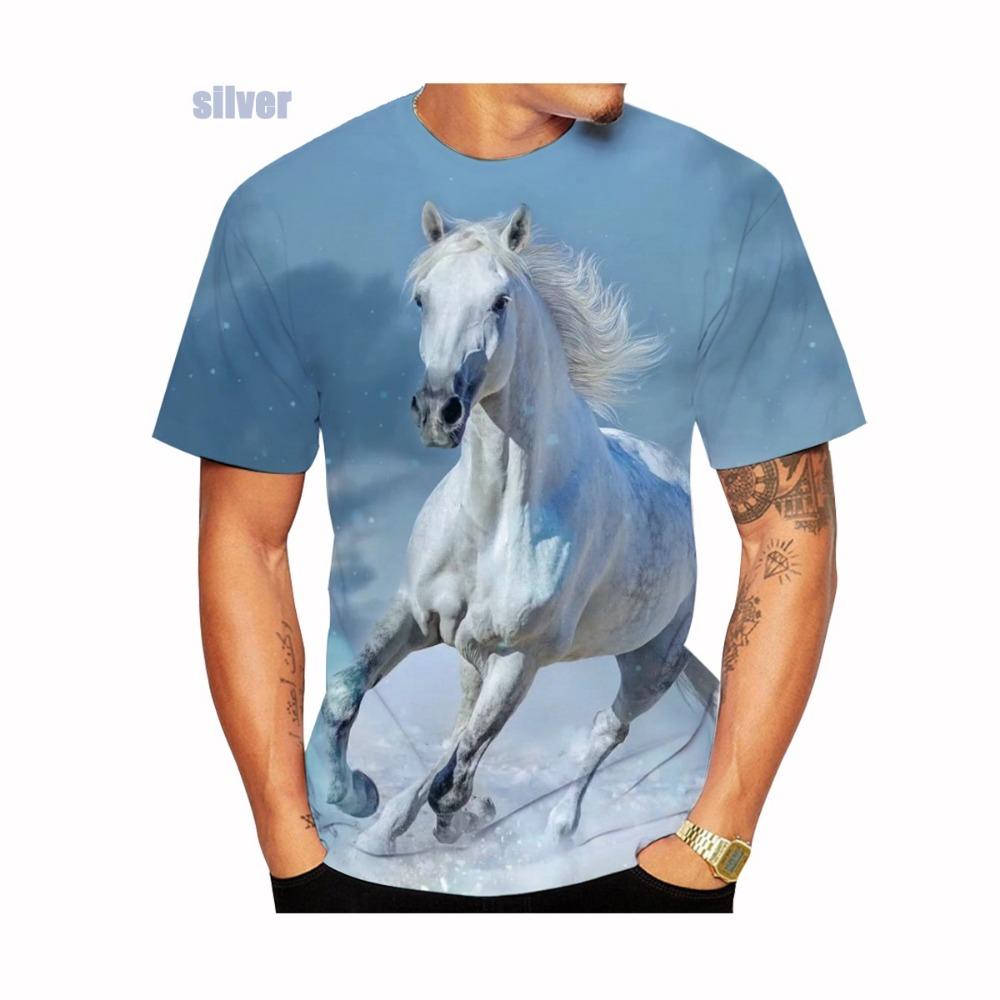 New Fashion Horse 3D Printied Mens and Women T Shirts Animal Horse Printied Casual Loose Short Sleeve Size XS-5XL