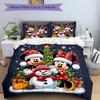 Ensemble de literie 3 pièces imprimé Mickey Minnie de Noël Microfibre Douce 1 Housse de couette et 2 Taies d'oreiller Décoration de chambre à coucher Cadeau de Noël H1243