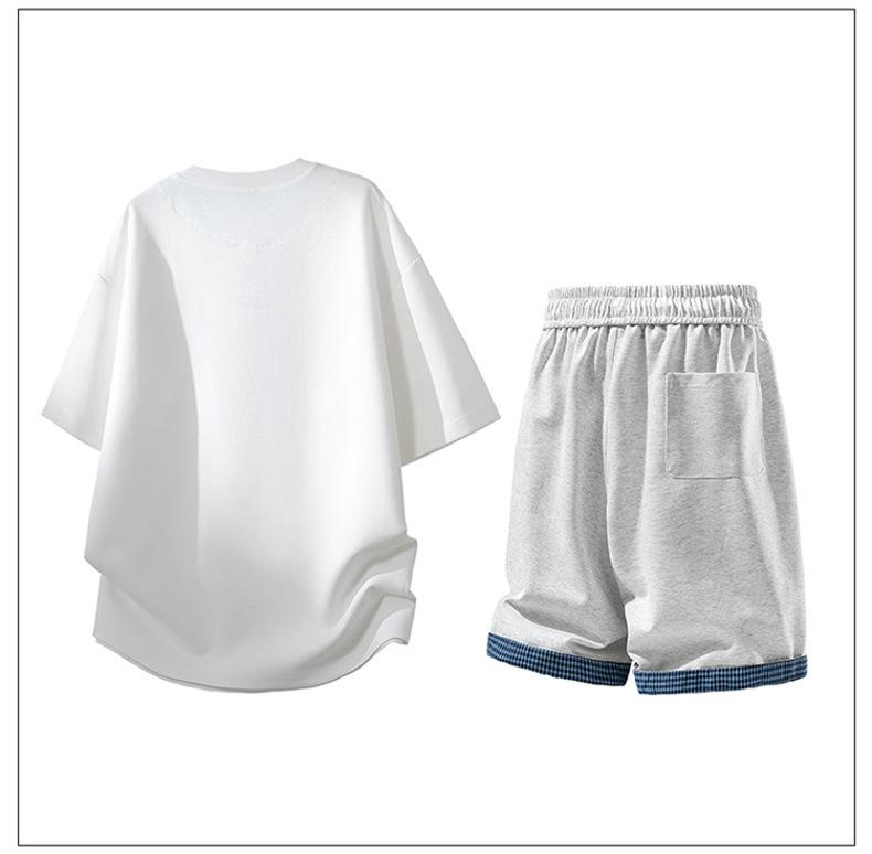 Men's Two-Piece Summer Set: Short Sleeve Tee & Five-Point Pants – Trendy, Sporty, Casual