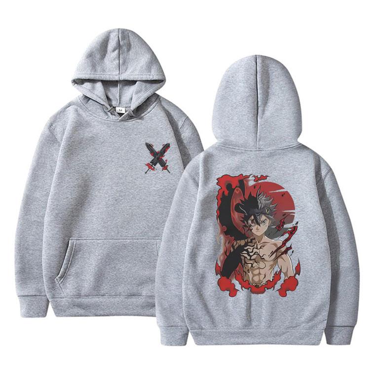 Japonské anime Black Clover Print Mikina s kapucí Manga Asta Grafika Mikiny s dlouhým rukávem Unisex Dámská Móda Ležérní mikina oversized