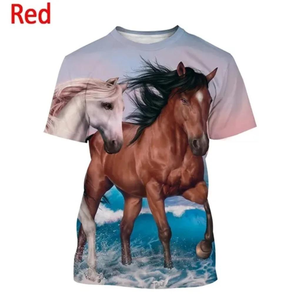 3D Print Animal Horse Graphic T-shirt For Men Women Casual Personality Mens Short Sleeve Tee Tops Streetwear Kids Animal Tshirts