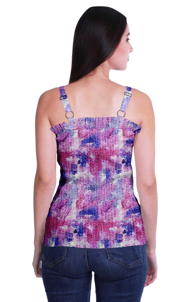 Moomaya Casual Shoulder Strap Flared Hem Cotton Slub Printed Women Summer