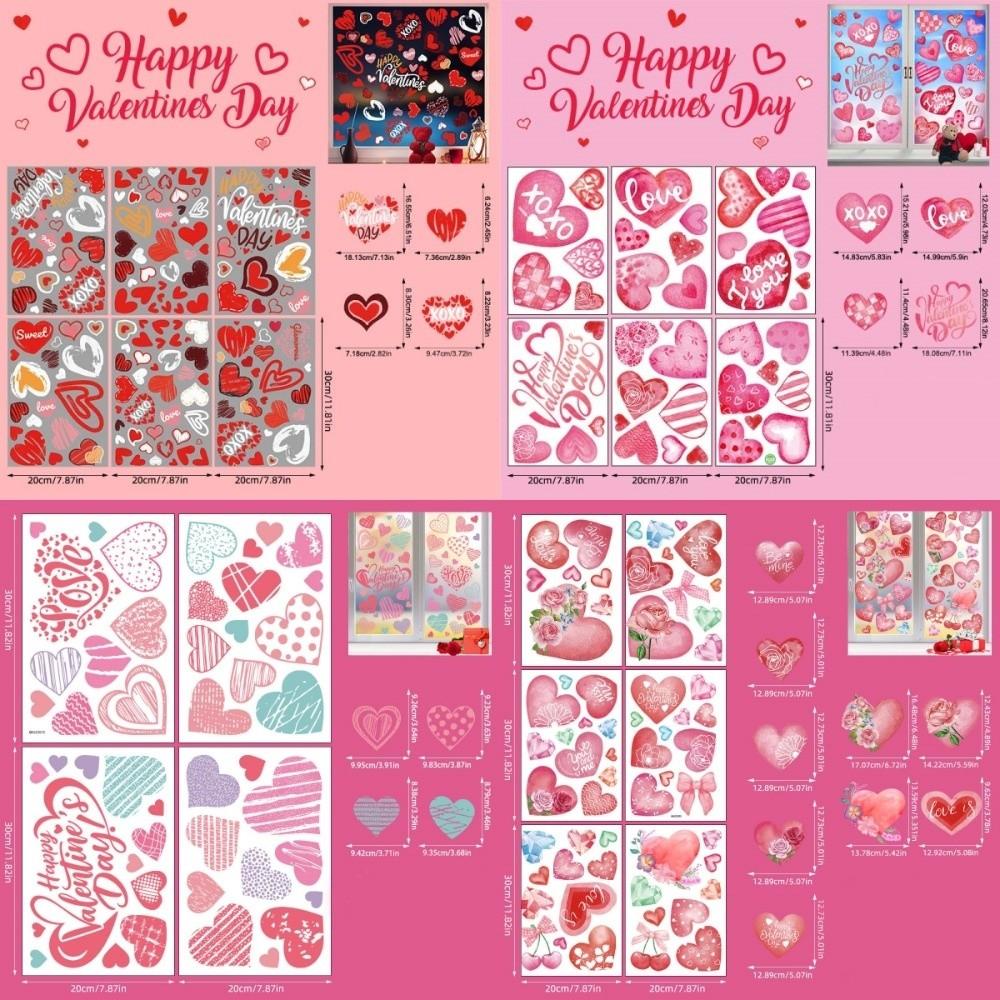 Bow Flower Rose Glass Electrostatic Film PVC Love Heart Window Decals Glass Mirror