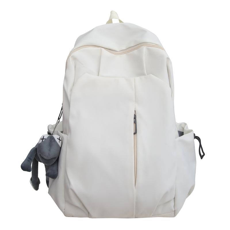 Fashion Trendy Cool Simple Pleated Solid Color Large Capacity Student Schoolbag New Junior High School High School Backpack