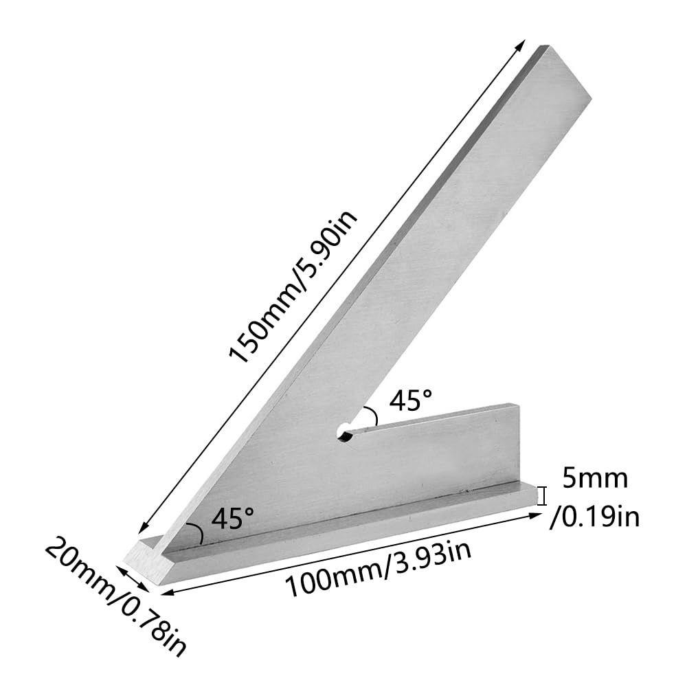 45° 45 Grad Flachwinkel-Lineal Langlebig Stabil Multi-Kombinations-Lineal Kohlenstoffstahl Präziser Winkel-Winkelmesser Werkzeug-Set Zimmermann