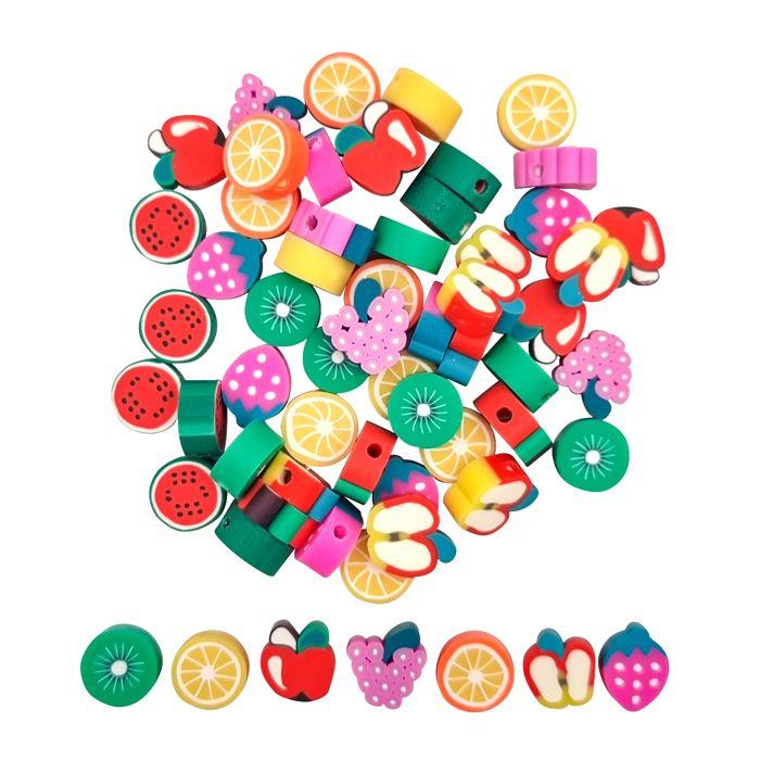 Perles fantaisie en pâte polymère Fruits 1 x 0,4 cm 60 pièces