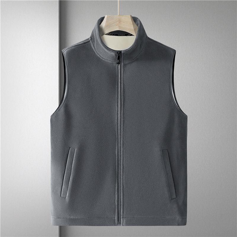 Plüsch Plüsch Verdickte Große Größe Weste für Herren Herbst und Winter Olympisches Fleece Neu Stehkragen Weste Lässig Pferdeclip Weste Jacke