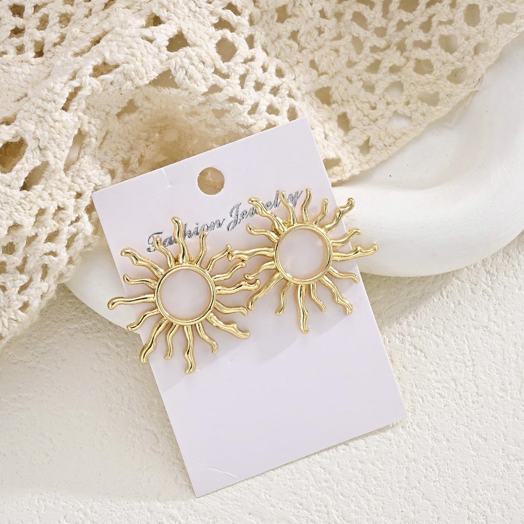 2PCS Fashion Temperament Elegant Sun Flower Stud Earrings For Women Girls Versatile Stud Earrings Jewelry Accessories Gifts