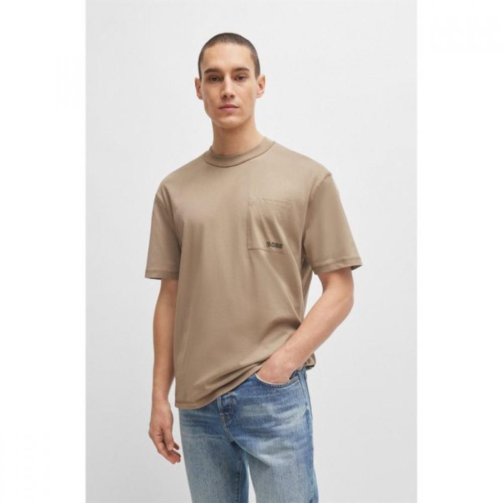 Boss Relaxed Fit Embroidered Logo Pocket Tee Open Brown 50509452246 S