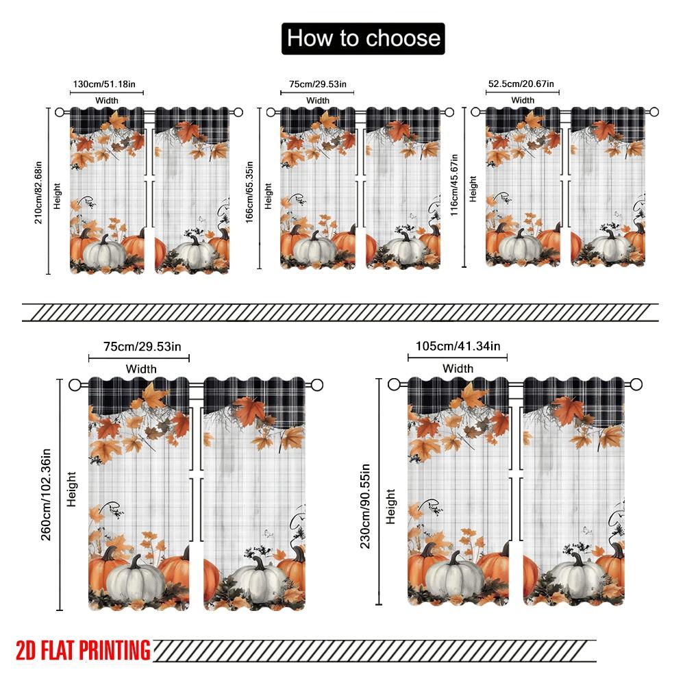 2pcs,2D Plane Printing Curtain Popular AutumnPumpkinsFest Polyester Fabric (without Rod) Decorations Outdoor Use for Various