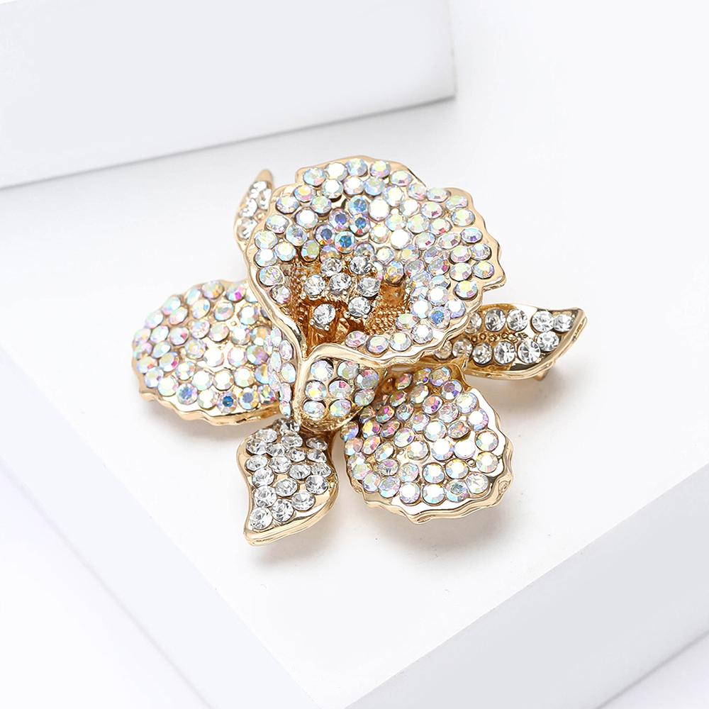 Womens Vintage Crystal Flower Brooch Pin Rhinestone Brooches Wedding Gifts Lapel