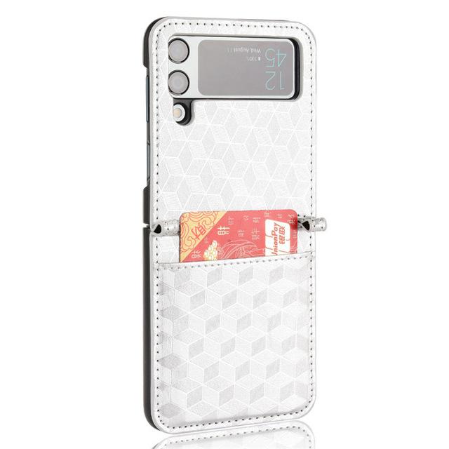 

Противоударный модный кожаный чехол для Samsung Galaxy Z Flip 3 5g Flip3, чехол с карманом для карт для Samsung Z Flip 3, чехлы for samsung z flip3 серебряный