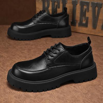 Business-Kleid Herrenschuhe aus weichem Leder Britische Plateau-Schuhe Rutschfeste Freizeitschuhe aus weichem Leder Herren Schuhe mit Absatz Low-Top Martin-Stiefel