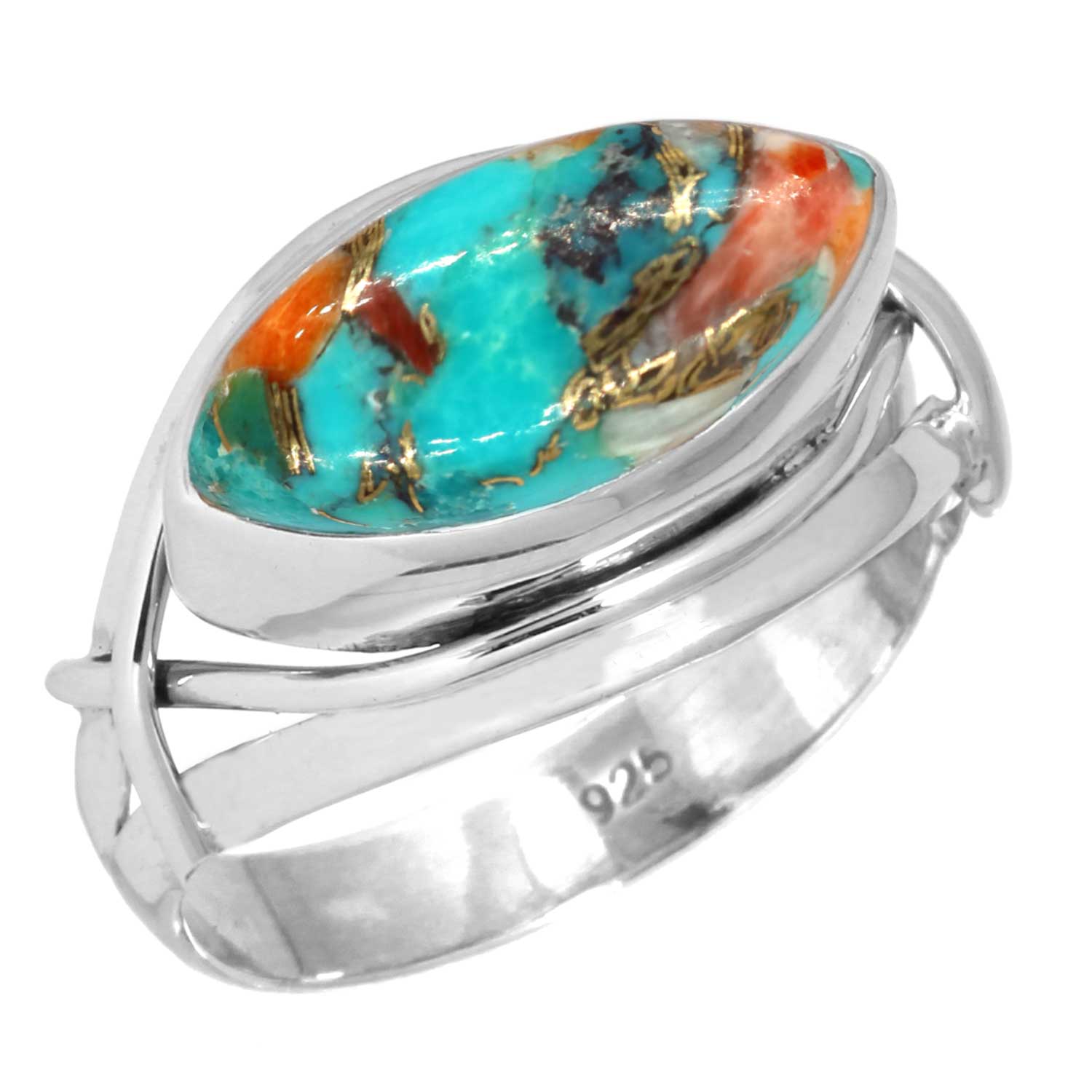 

Кольцо из стерлингового серебра 925 пробы с драгоценными камнями, ювелирные изделия ручной работы, подарок на помолвку, мукаит, монтанский агат, моховой агат, колючая устрица, родонит, глаз Шивы, солитер 13