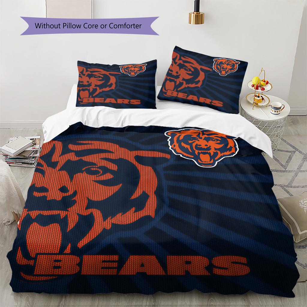 Set Biancheria da Letto con Fantasia Chicago Bears Copripiumino Federa Decorazione per la Casa Regalo (1 * copripiumino + 2 * federa, senza nucleo)