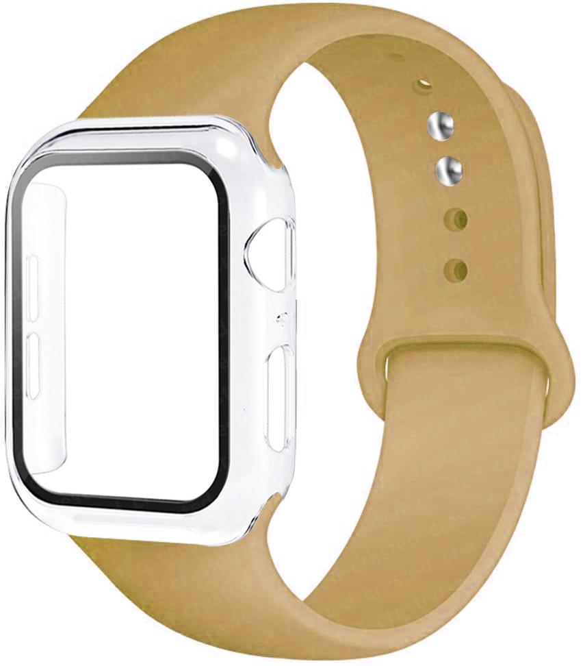 For Apple Watch Bands 46mm 44mm 41mm 40mm 45mm 42mm Silicone Correas Bracelet Iwatch Series 10 9 8 7 6 SE 3 11 Glass+Case+Strap