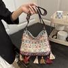Ethnic Style Woven Tassel Plaid Bag Women's Shoulder Crossbody Bag Casual Women's Bag