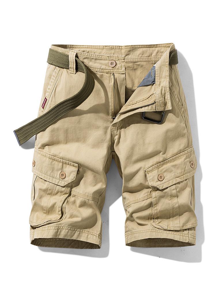 

Men Summer Outdoor Leisure Buttons Cargo Style Shorts Men Solid Straight Cotton Comfortable Fashion Design Short Pants Male 30 хаки
