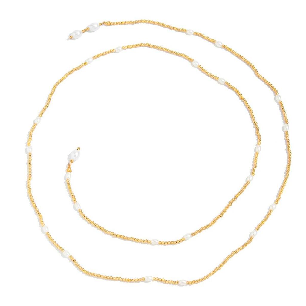 Ingemark Sexy Y-shaped Imitation Pearls Pendant Chest Chain Necklace for Women Goth CCB Beads Choker Wedding Daily Jewelry Gift