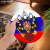 2pcs Victory Day In Russia Wooden Sign with Golden Double Headed Eagle Pattern, Round Sign for Front Door, Wall Decor, Ideal Gift for Friend & Family