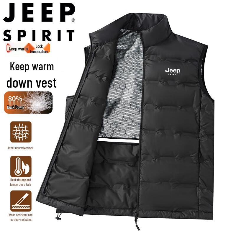 

JEEP SPIRIT Men s Autumn/Winter Stand Collar Down Vest 5XL