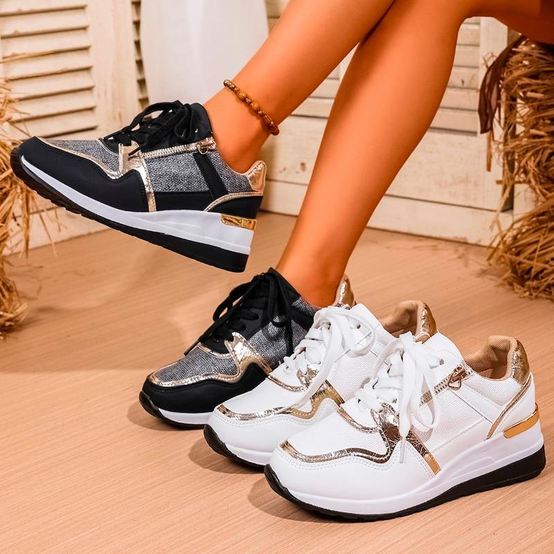 2025 New Women Sneakers New Platform Casual Shoes Leather Patchwork Sport Shoes Ladies Outdoor Running Vulcanized Shoes
