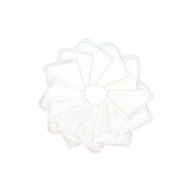 Baby Gauze Handkerchiefs, Set of 12. These double-layered gauze handkerchiefs become soft and fluffy after washing. 100% Cotton, 30 x 30 cm.
