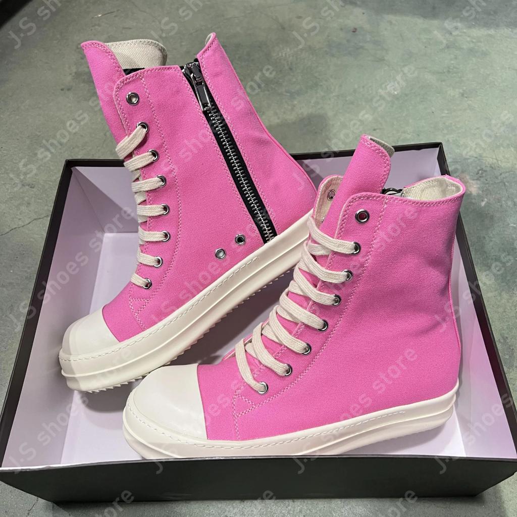 Ro Geobasket Pink Canvas High Top Shoes Luxury Design Sneaker Men Shoe Genious Zipper Women Ankle Boot Casual Sneakers Boots