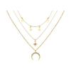 Women Necklace Three-layer Hip Hop Style Adjustable with Extended Length Hollow Chain Round Pendant Lady Clavicle Necklace Neck Jewelry