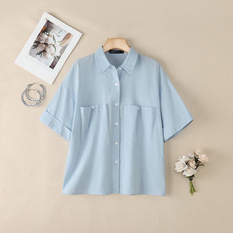 ZANZEA Women Casual Turn Down Collar Summer Half Sleeve Blouse
