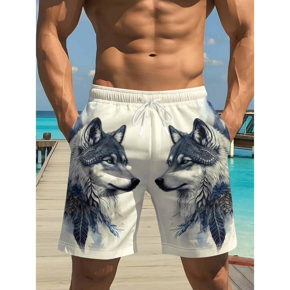 3D Cool Wolf Graphic Printed Shorts for Men Summer Casual Quick-Dry Sports Running Oversize Short Pants Outdoor Clothes for Man