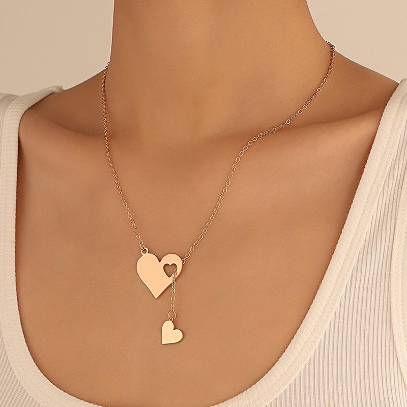 2026 Titanium Steel Love Necklace for Women Fringe Sweater Chain Adjustable Length & Width Personality Niche Fashion Jewelry Non-Fade Light Luxury