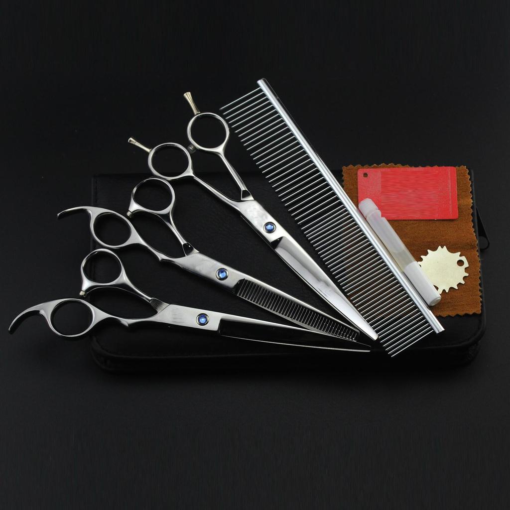 Sapphire 7.0" Pet Grooming Set: Straight Scissors & Comb